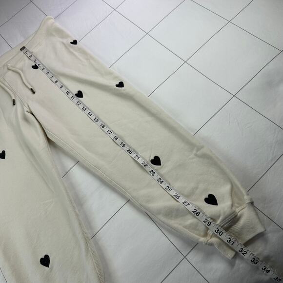 The Great Pants Womens Small Cream Heart Embroidered Crop Jogger Sporty Casual - Picture 11 of 12